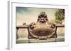 Artistic Statue on Pont Alexandre III Bridge in Paris, France. Seine River and Eiffel Tower. Vintag-Michal Bednarek-Framed Photographic Print