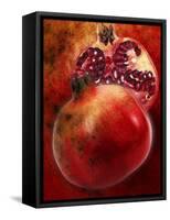 Artistic Still Life with Whole and Half Pomegranate-Dieter Heinemann-Framed Stretched Canvas