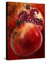 Artistic Still Life with Whole and Half Pomegranate-Dieter Heinemann-Stretched Canvas