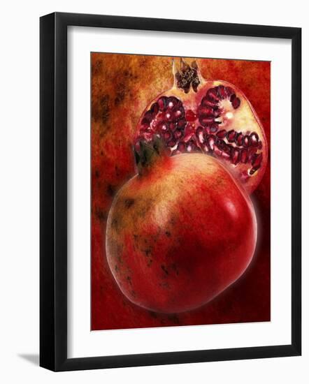 Artistic Still Life with Whole and Half Pomegranate-Dieter Heinemann-Framed Photographic Print