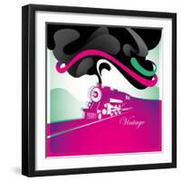 Artistic Vintage Background with Locomotive. Vector Illustration.-Rashomon-Framed Art Print