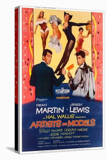 Artists and Models, from Left: Dean Martin, Shirley Maclaine, Jerry Lewis, 1955-null-Stretched Canvas
