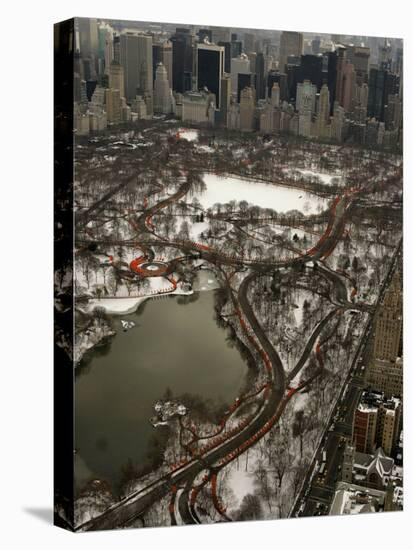 Artists Christo and Jeanne-Claude's the Gates Wind Their Way Through Central Park in New York-null-Stretched Canvas