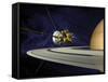 Artists Concept of Cassini During the Saturn Orbit Insertion Maneuver-Stocktrek Images-Framed Stretched Canvas
