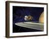 Artists Concept of Cassini During the Saturn Orbit Insertion Maneuver-Stocktrek Images-Framed Photographic Print