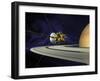 Artists Concept of Cassini During the Saturn Orbit Insertion Maneuver-Stocktrek Images-Framed Photographic Print