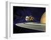 Artists Concept of Cassini During the Saturn Orbit Insertion Maneuver-Stocktrek Images-Framed Photographic Print