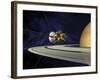 Artists Concept of Cassini During the Saturn Orbit Insertion Maneuver-Stocktrek Images-Framed Photographic Print