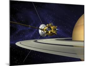 Artists Concept of Cassini During the Saturn Orbit Insertion Maneuver-Stocktrek Images-Mounted Photographic Print