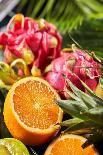 Close-Up of Exotic Background from Fresh Ripe Tropical Fruits Dragon Fruits, Pitahaya, the Half of-artJazz-Photographic Print