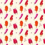 Watercolor Ice Cream Popsicle Seamless Pattern. Hand Drawn Seamless Texture for Invitations, Cards,-artsandra-Art Print