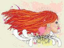 Girl with Florals-artshock-Art Print