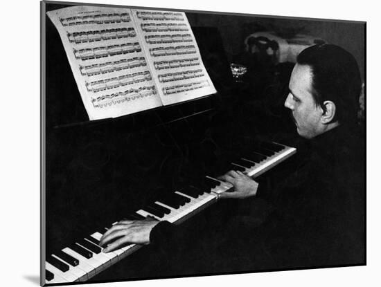 Arturo Benedetti Michelangeli at the Piano-null-Mounted Giclee Print