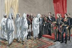 Alphonse XII Receiving the Congratulations of the Moroccan Embassy-Arturo Ferrari-Framed Stretched Canvas