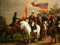 Sim?n Bol?r Presenting Flag of Liberation after Battle of Carabobo, 24 June 1821-Arturo Michelena-Giclee Print