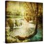 Artwork In Retro Style - Waterfall-Maugli-l-Stretched Canvas