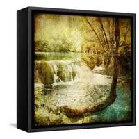 Artwork In Retro Style - Waterfall-Maugli-l-Framed Stretched Canvas