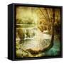 Artwork In Retro Style - Waterfall-Maugli-l-Framed Stretched Canvas