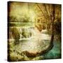 Artwork In Retro Style - Waterfall-Maugli-l-Stretched Canvas