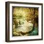 Artwork In Retro Style - Waterfall-Maugli-l-Framed Art Print