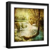 Artwork In Retro Style - Waterfall-Maugli-l-Framed Art Print