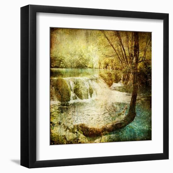 Artwork In Retro Style - Waterfall-Maugli-l-Framed Art Print