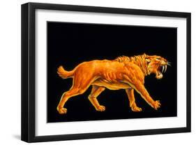 Artwork of a Sabre-toothed Cat (Smilodon Sp.)-Joe Tucciarone-Framed Premium Photographic Print