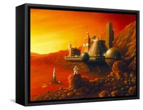 Artwork of a Space Colony on the Surface of Mars-Detlev Van Ravenswaay-Framed Stretched Canvas