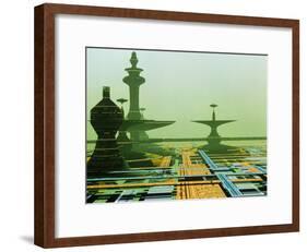 Artwork of An Alien City on a Circuit Board-Julian Baum-Framed Photographic Print