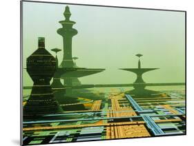 Artwork of An Alien City on a Circuit Board-Julian Baum-Mounted Photographic Print