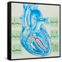 Artwork of Cardiac Arrhythmia with Heart & ECGs-John Bavosi-Framed Stretched Canvas