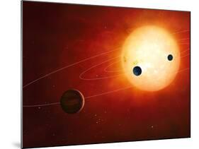 Artwork of Exoplanets around Nearby Star-null-Mounted Photographic Print