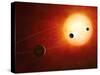 Artwork of Exoplanets around Nearby Star-null-Stretched Canvas