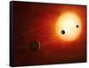 Artwork of Exoplanets around Nearby Star-null-Framed Stretched Canvas