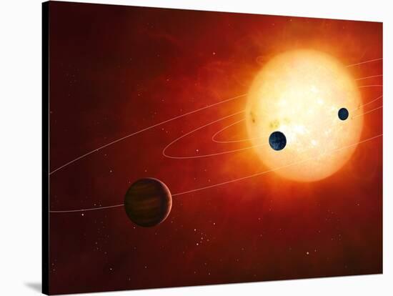 Artwork of Exoplanets around Nearby Star-null-Stretched Canvas