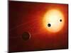 Artwork of Exoplanets around Nearby Star-null-Mounted Photographic Print