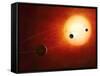 Artwork of Exoplanets around Nearby Star-null-Framed Stretched Canvas