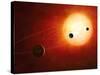 Artwork of Exoplanets around Nearby Star-null-Stretched Canvas