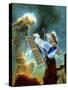 Artwork of Hubble Space Telescope And Eagle Nebula-David Ducros-Stretched Canvas