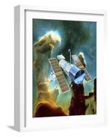 Artwork of Hubble Space Telescope And Eagle Nebula-David Ducros-Framed Photographic Print