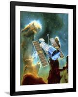 Artwork of Hubble Space Telescope And Eagle Nebula-David Ducros-Framed Photographic Print