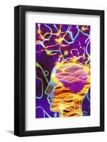 Artwork of Human Head with Brain And Light Trails-Mehau Kulyk-Framed Photographic Print