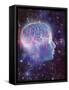 Artwork of Human Head with Brain & EEG Brainwaves-Mehau Kulyk-Framed Stretched Canvas