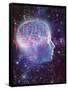 Artwork of Human Head with Brain & EEG Brainwaves-Mehau Kulyk-Framed Stretched Canvas