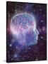 Artwork of Human Head with Brain & EEG Brainwaves-Mehau Kulyk-Stretched Canvas