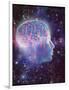 Artwork of Human Head with Brain & EEG Brainwaves-Mehau Kulyk-Framed Premium Photographic Print