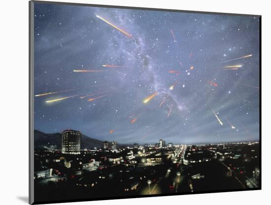 Artwork of Meteor Shower Over a City-Chris Butler-Mounted Photographic Print