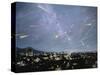 Artwork of Meteor Shower Over a City-Chris Butler-Stretched Canvas