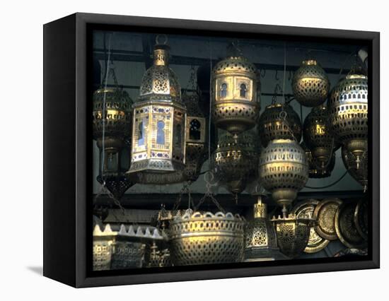 Artwork of Moroccan Brass Lanterns, Casablanca, Morocco-Bill Bachmann-Framed Stretched Canvas