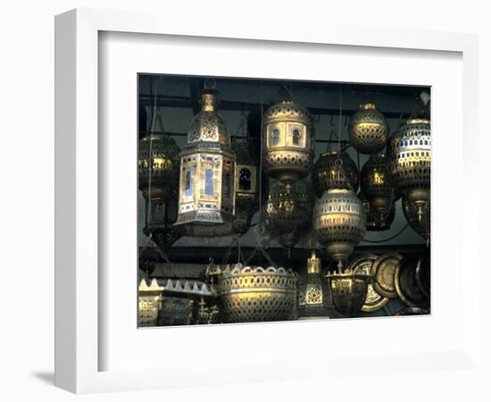 Artwork of Moroccan Brass Lanterns, Casablanca, Morocco-Bill Bachmann-Framed Photographic Print